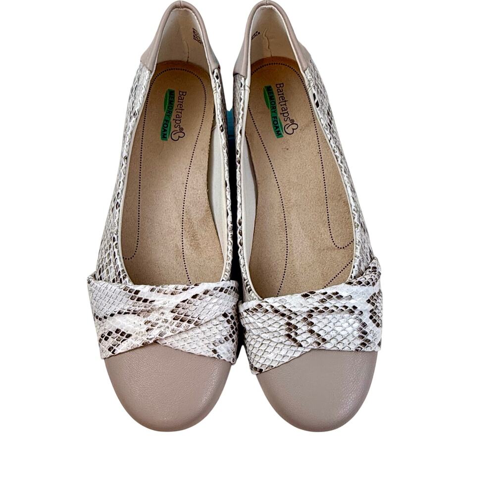 NIB Beartraps Mitsy Faux Snakeskin Tan Slip On Casual Flat Low Wedge - Picture 4 of 15